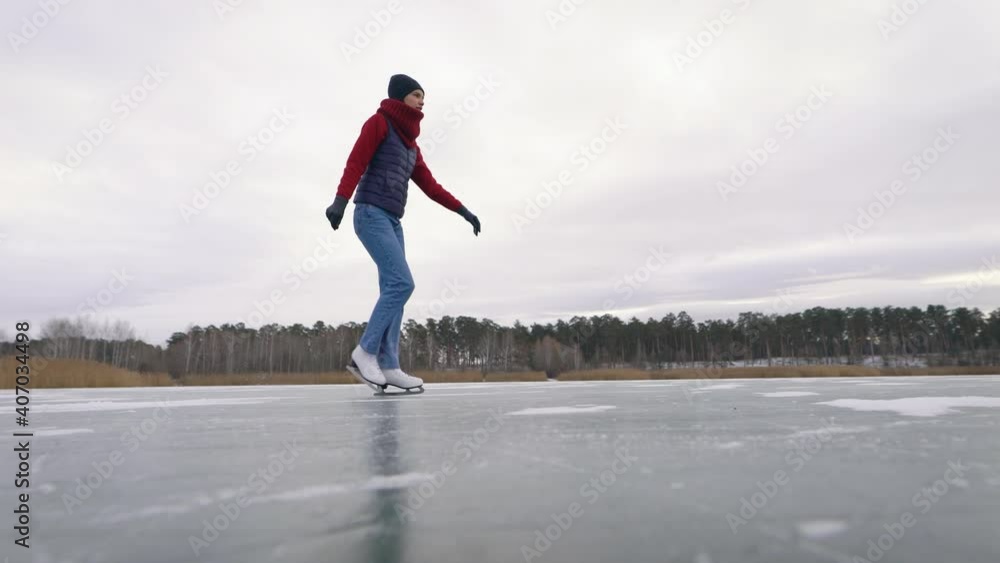 When the village lake freezes over, you can skate on it. When the village lake freezes over, you can skate on it.
