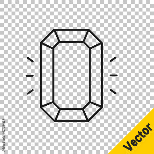 Black line Diamond icon isolated on transparent background. Jewelry symbol. Gem stone. Vector.