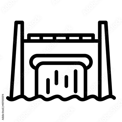 Hydro power station icon. Outline hydro power station vector icon for web design isolated on white background