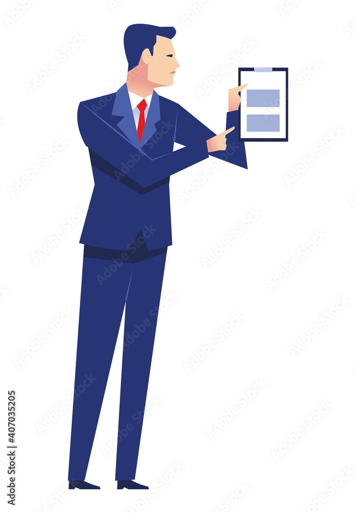 elegant businessman worker with checklist character elegant businessman worker with checklist character