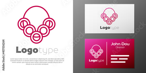 Logotype line Russian bagels on a rope icon isolated on white background. Logo design template element. Vector.