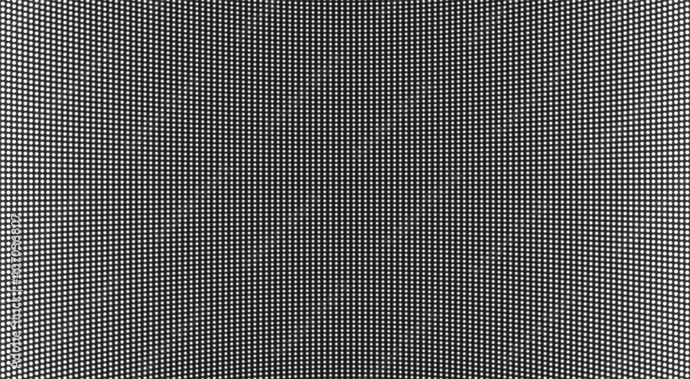 Led screen texture. Lcd display with dots. TV pixeled background. Analog  digital monitor. Electronic diode effect. Monochrome television videowall.  Projector grid template. Vector illustration. Stock Vector