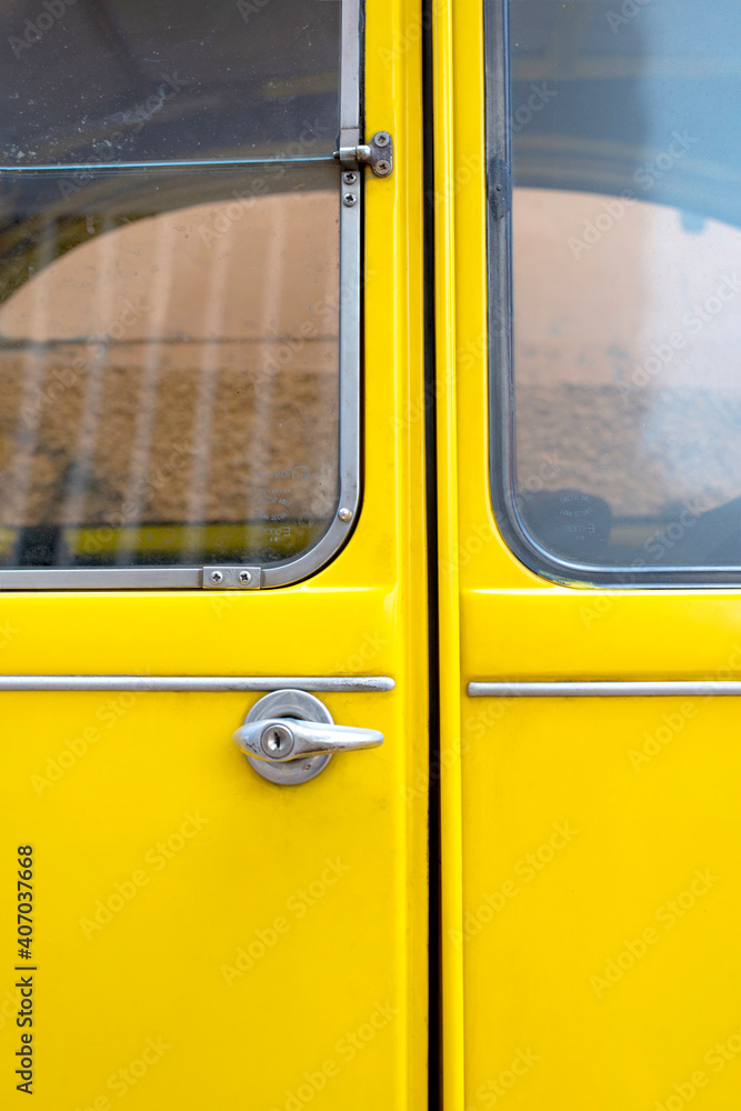 Yellow vintage French Citroen close up
