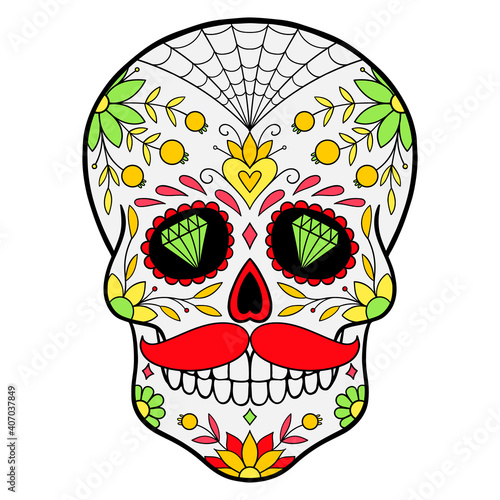 Day of The Dead colorful Skull