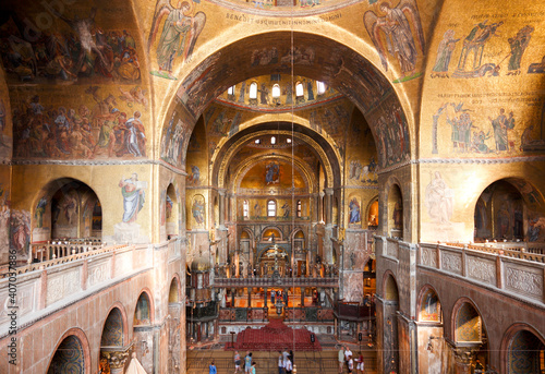 Golden Mosaic in St. Mark's Basilica, Venice photo