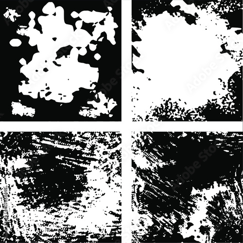 set of grunge backgrounds with white splashes