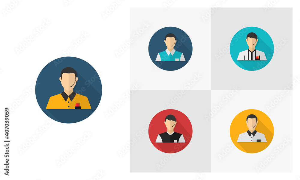 Fototapeta premium Set of Referee flat icon vector template, Soccer icon concepts, Creative design