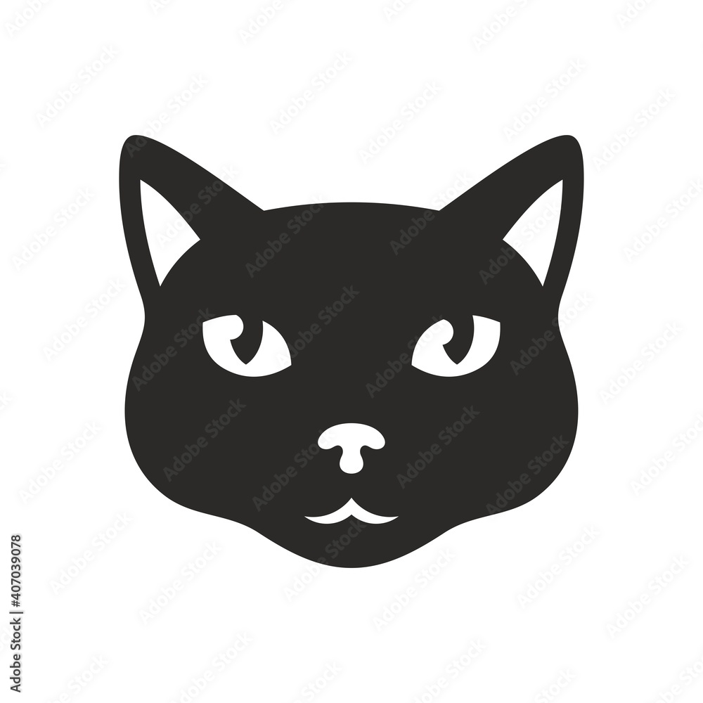 Black cat icon. Pet. Vector icon isolated on white background.