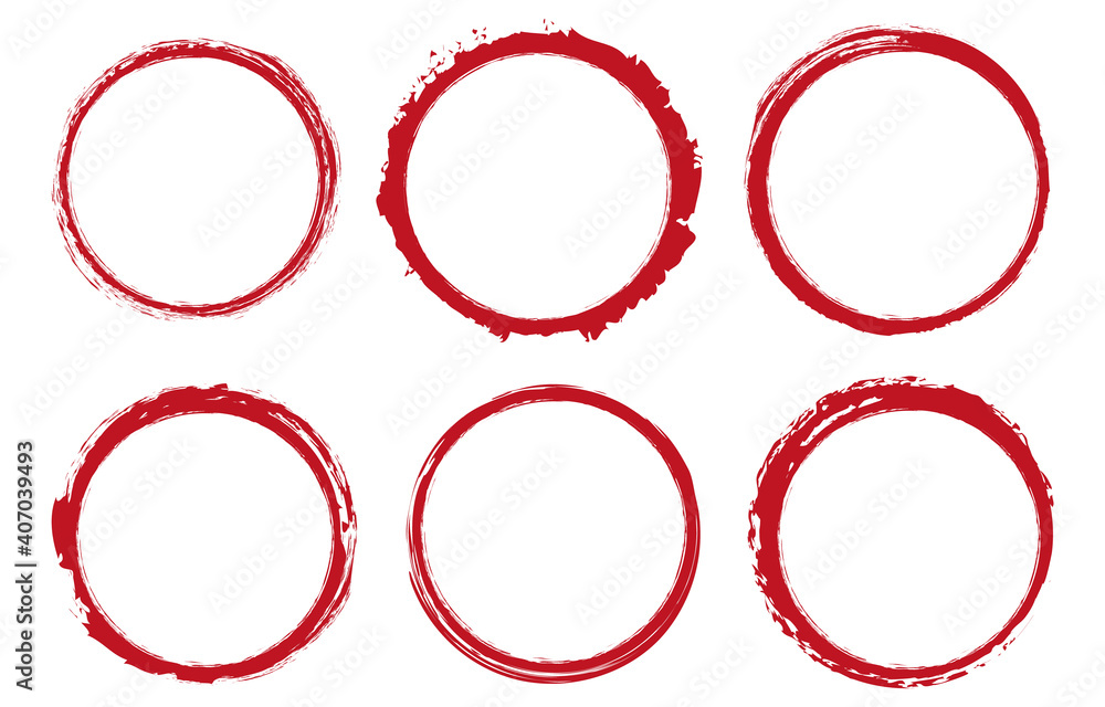 set of red round brush painted ink stamp circle banner on transparent background set of red round brush painted ink stamp circle banner on transparent background