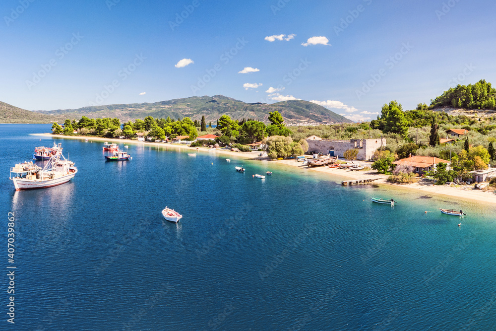 The beach Limani (Mylos) in Gialtra Bay in Evia, Greece