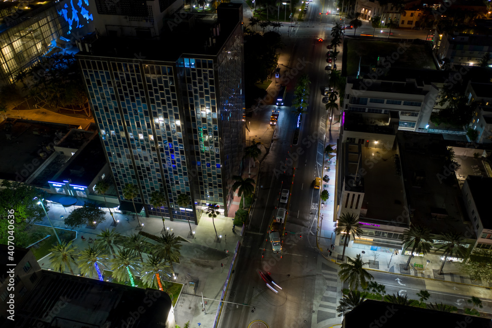 Night scene Miami Beach Lincoln Road