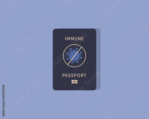Covid-19 immune passport, vaccinated, negative result, vaccination certificate. Vector illustration flat style.