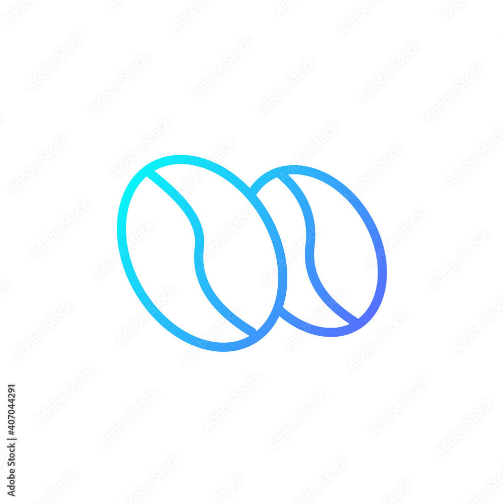 Coffee bean icon. Icon for cafe and restaurant in blue gradient style. Coffee bean icon. Icon for cafe and restaurant in blue gradient style.