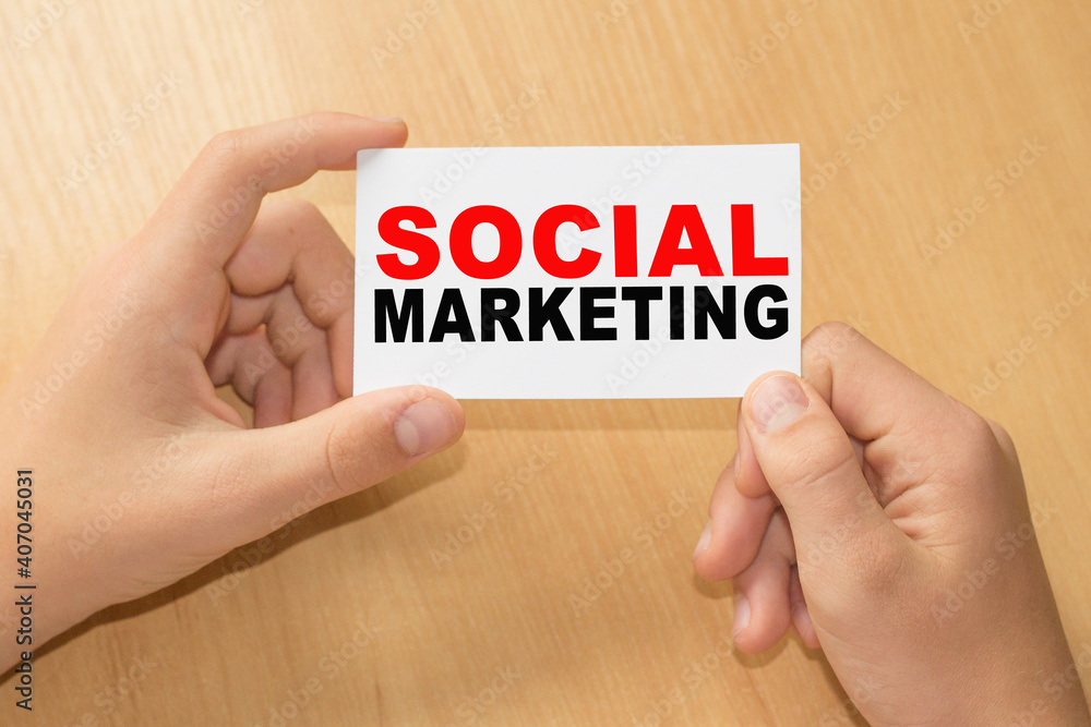Card with text SOCIAL MARKETING on hands. You can use in business, marketing and other concepts. Messege of the day. Card with text SOCIAL MARKETING on hands. You can use in business, marketing and other concepts. Messege of the day.