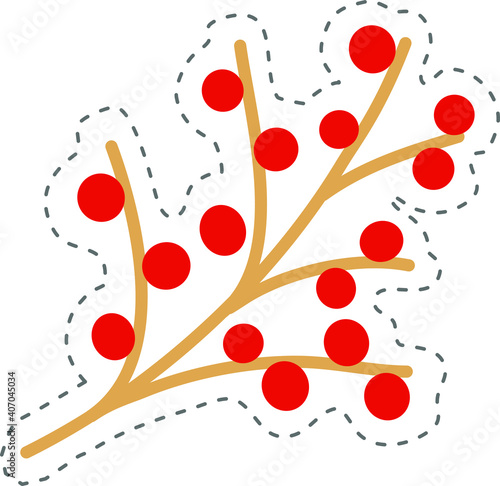 
rowan branch. Hand drawn vector sticker.