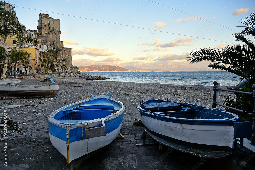 The small beach of Cetara, an ancient fishing village in the province of Salerno, Italy.