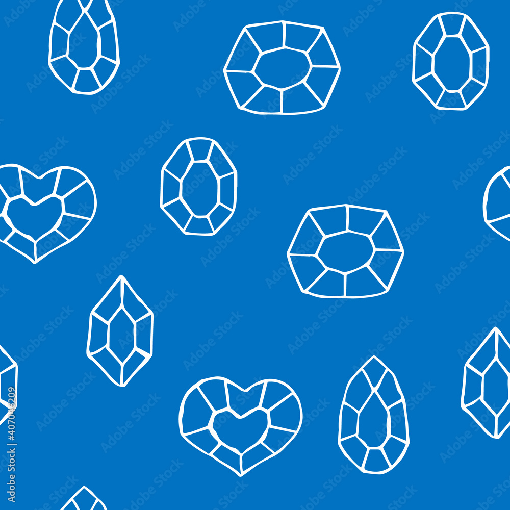 Seamless pattern crystals, vector doodle illustration, hand drawing, blue Seamless pattern crystals, vector doodle illustration, hand drawing, blue