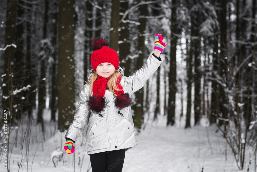 Little happy girl having fun in winter Little happy girl having fun in winter