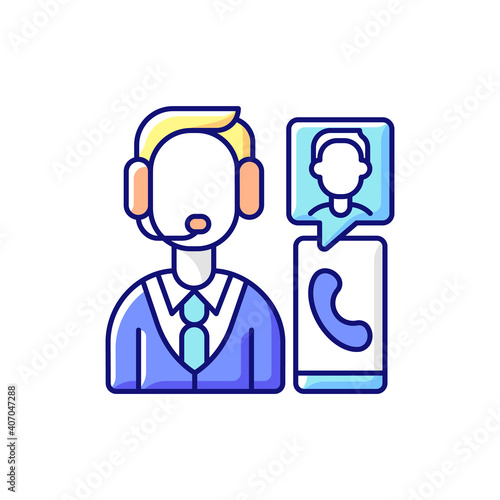 Customer service department RGB color icon. Support professionals. Providing speedy, effective resolutions. Establishing long-term relationships with customers. Isolated vector illustration