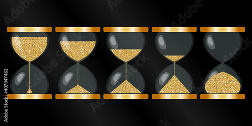 Sandglass or hourglass with glitter instead of sand