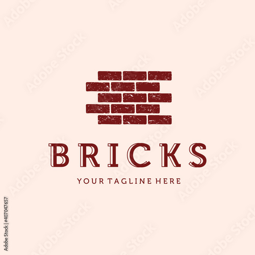 Modern Brick Logo Vector Illustration Design. Brick Construction Logo Vintage Template Design. Brick, Briquette or Briquet Vintage Logo Concept.
