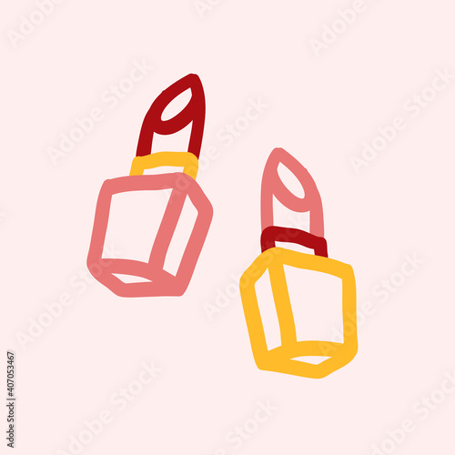 Vector hand drawn Lipstick outline doodle icon. Lipstick sketch illustration for print, web, mobile and infographics isolated on pink background.