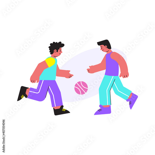 Pupils Playing Flat Illustration