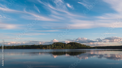 Smooth Lake with a Beautiful Reflection