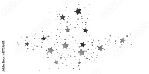 Silver star of confetti. Falling starry background