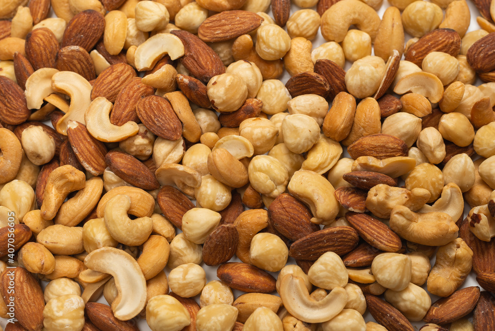 Mix of nuts isolated on white background. Top view. Mix of nuts isolated on white background. Top view.