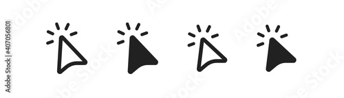 Cursor arrow icon set. Click mouse, wed button symbol in vector flat photo