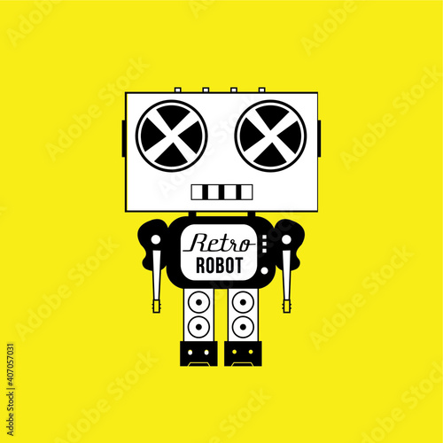 Retro robot on yellow background