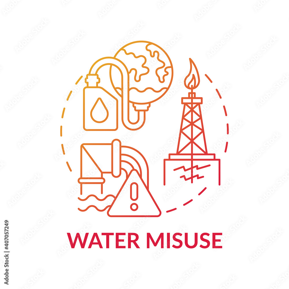 Water misuse concept icone. Waste of water idea thin line illustration. Environmental issue. Vector isolated outline RGB color drawing. Water pollution