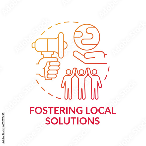 Fostering local ecological solution concept icon. Earth protection idea thin line illustration. Climate justice problem. Vector isolated outline RGB color drawing