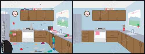 Kitchen Before and After Cleaning