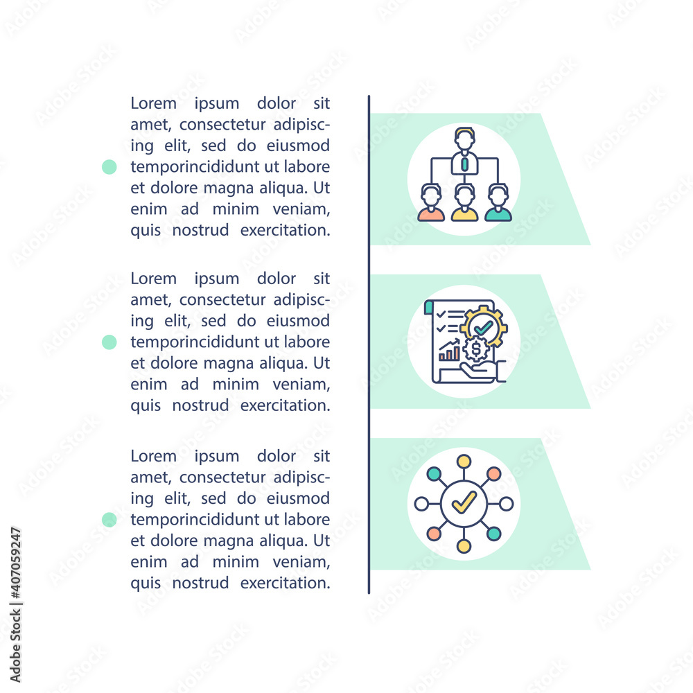 Fototapeta premium Structure rightsizing concept icon with text. Invite new people to your organization. PPT page vector template. Brochure, magazine, booklet design element with linear illustrations