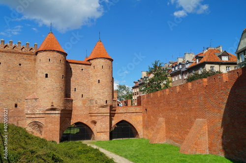 Warsaw Old Town - architecture Warsaw and the remains of the fortification wall of the old city of Warsaw