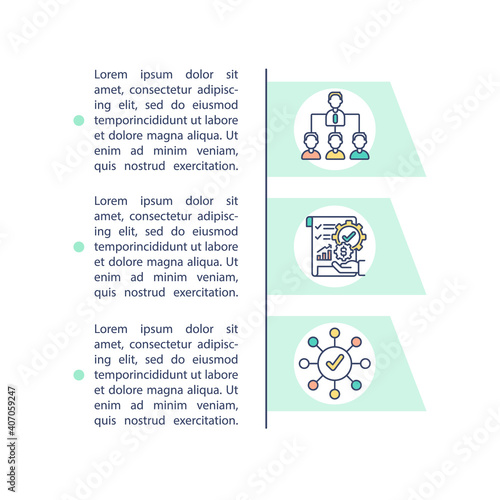 Structure rightsizing concept icon with text. Invite new people to your organization. PPT page vector template. Brochure, magazine, booklet design element with linear illustrations