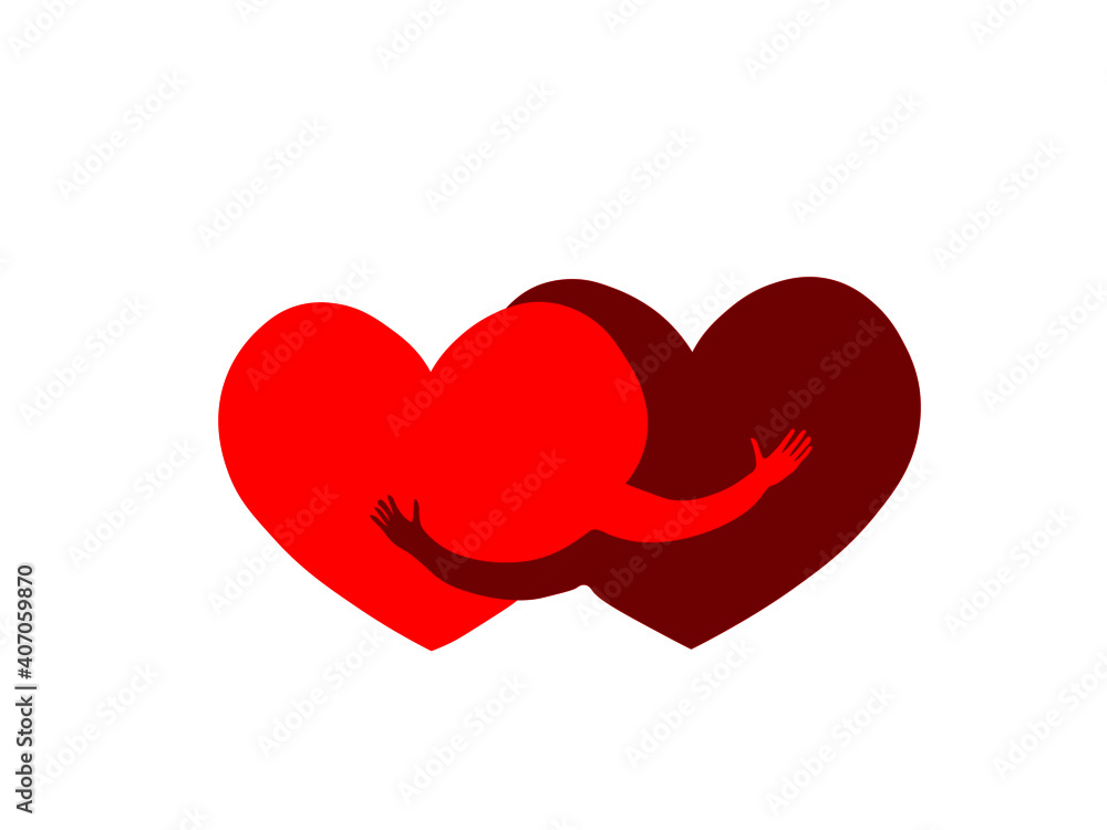 Valentine's Day, love, lovers' day. Celebrating love on a special day. Passion and hot heart, silhouette image