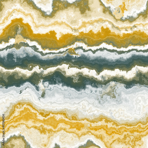 abstract illustration of marble stone in trendy golden fortune and green tidal color. Seamless texture