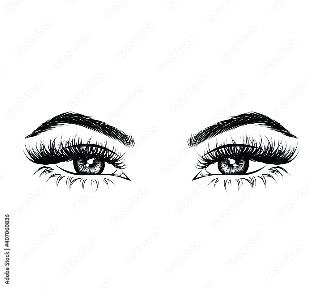 Opened eye look illustration isolated on white background. Social media element for salon, business cards, logo Opened eye look illustration isolated on white background. Social media element for salon, business cards, logo