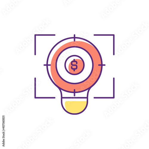 Focus RGB color icon. Company mission. Business strategy. Financial goal. Core corporate values. Administrative plan. Economic target. Finance statement. Isolated vector illustration
