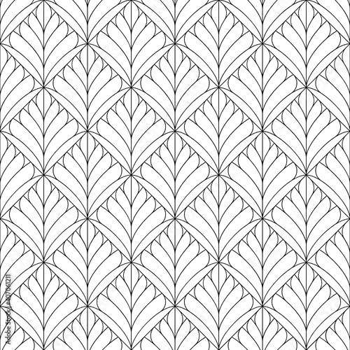 Vector geometric seamless pattern. Modern geometric background with abstract plants. 