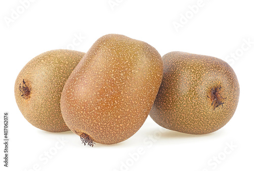 Golden kiwi fruits isolated on a white background. Chinese gooseberries. Actinidia chinensis.