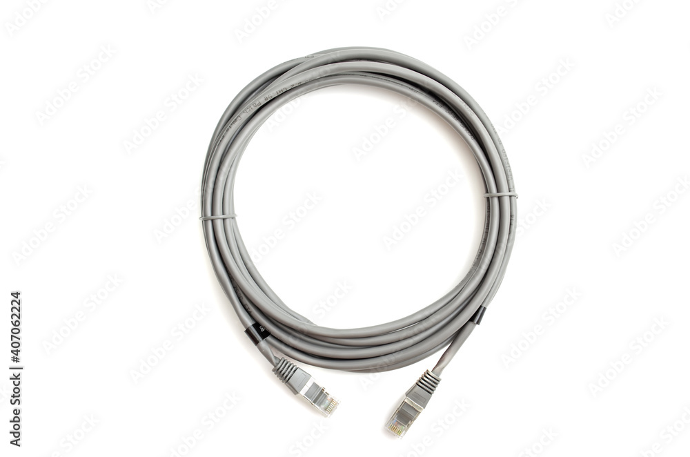 Network cable for computer on white background Network cable for computer on white background