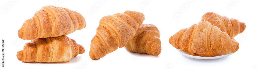 Set of croissants on white background isolation Set of croissants on white background isolation