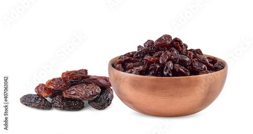 dried raisins isolated on white background.