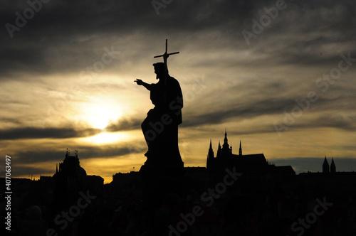 Charles Bridge and view of Prague  Prague  Czech Republic