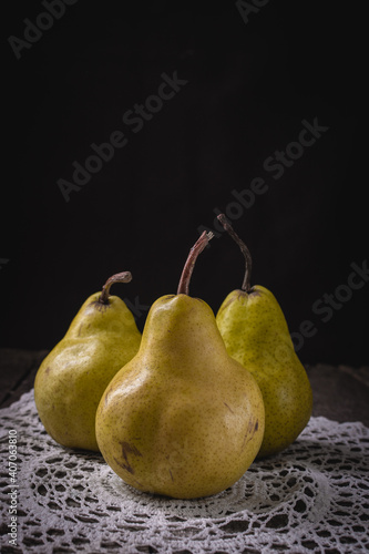 Still life of green pears. Barlett  photo