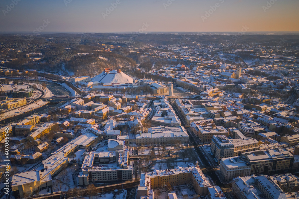 Aerial landscape of Vilnius old town, Capital of Lithuania